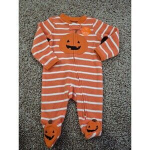Carters Halloween pumpkin footie size newborn